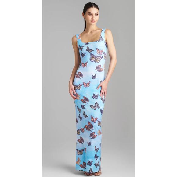 NWT Ala Von Auersperg Caterina Long Stretch Knit Dress in Papillon Butterfly - Picture 1 of 15